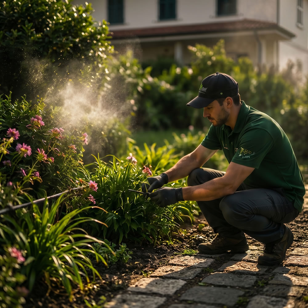 Impianto antizanzare installato in giardino