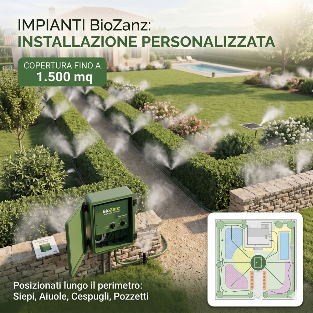 barriera antizanzare impianto antizanzare automatico biozanz Impianto antizanzare giardino ed esterni biozanz