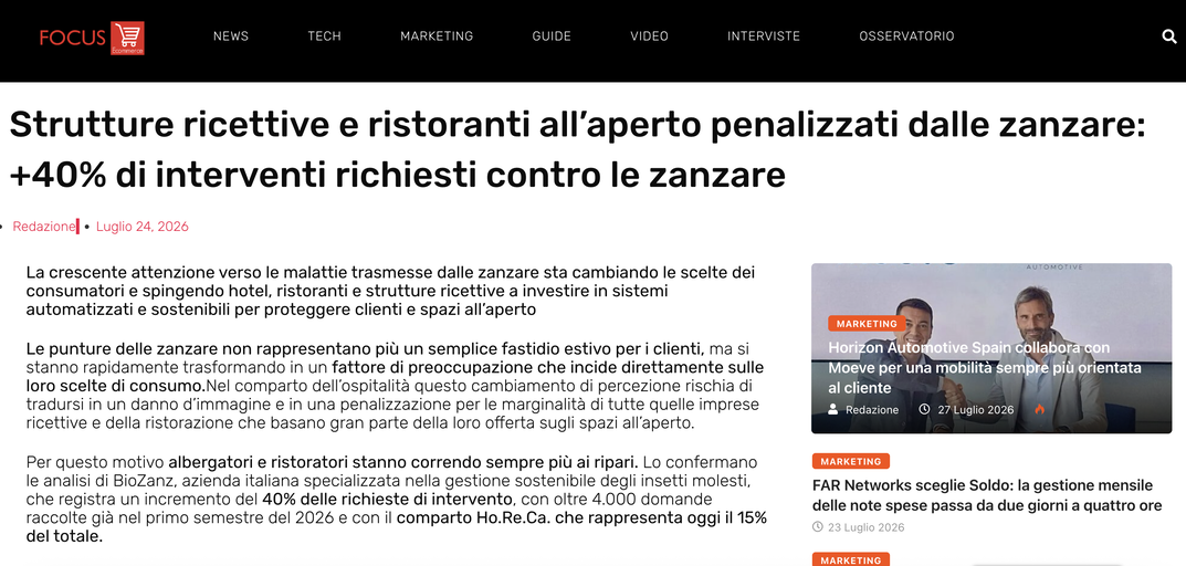 Articolo di Focus e-commerce su BioZanz