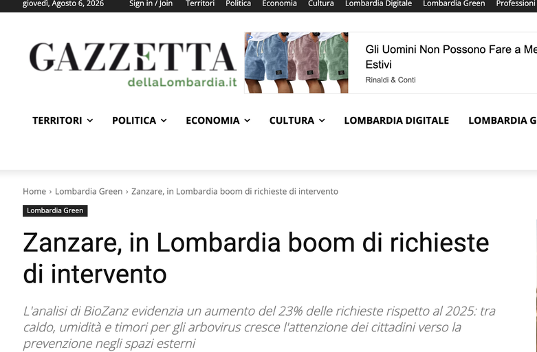 Articolo di Gazzetta della Lombardia su BioZanz